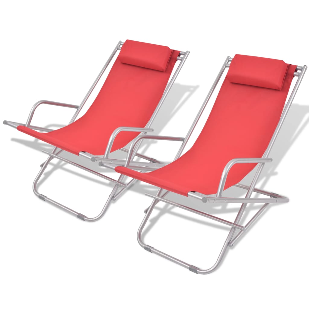 Red steel 2 pcs reclining chairs