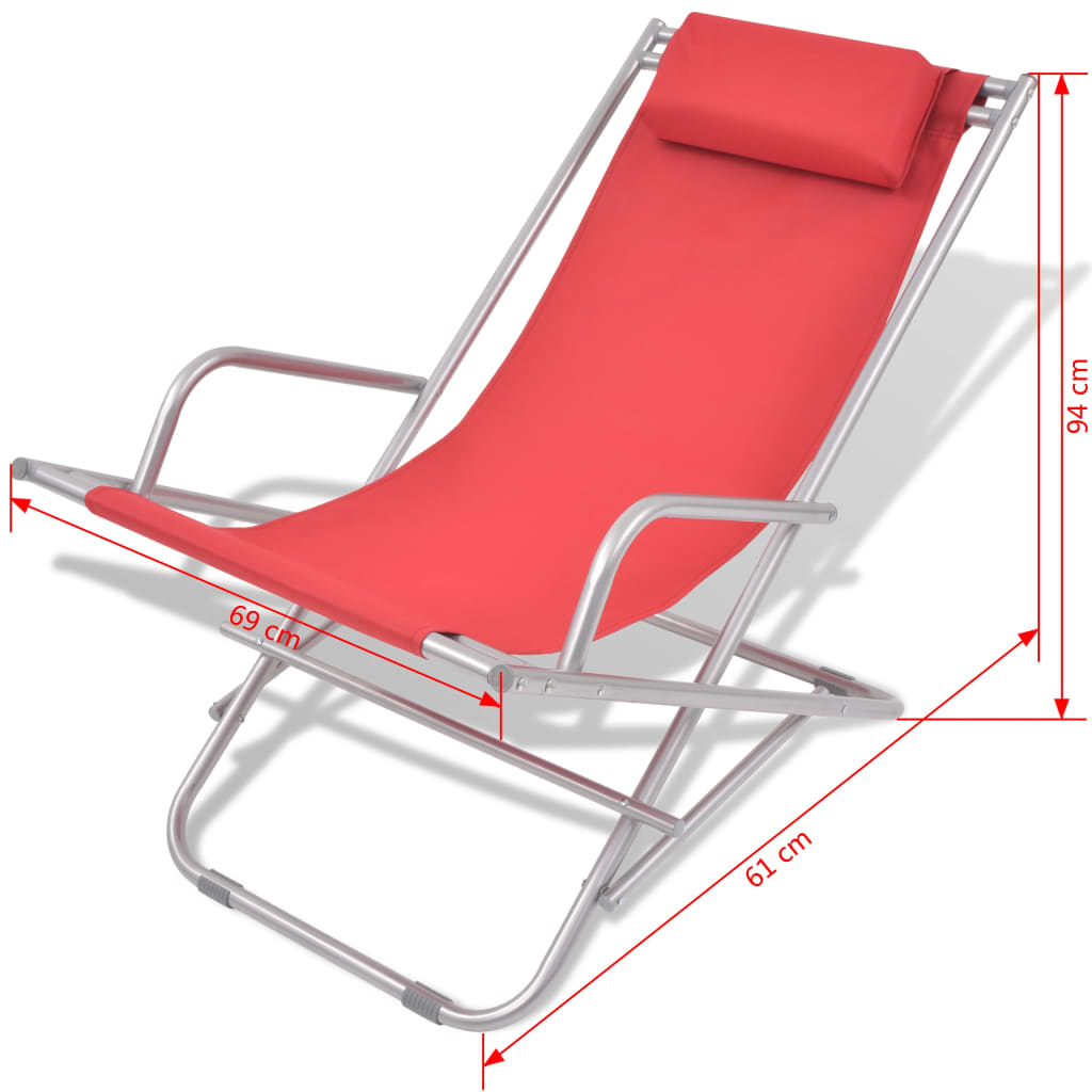 Red steel 2 pcs reclining chairs