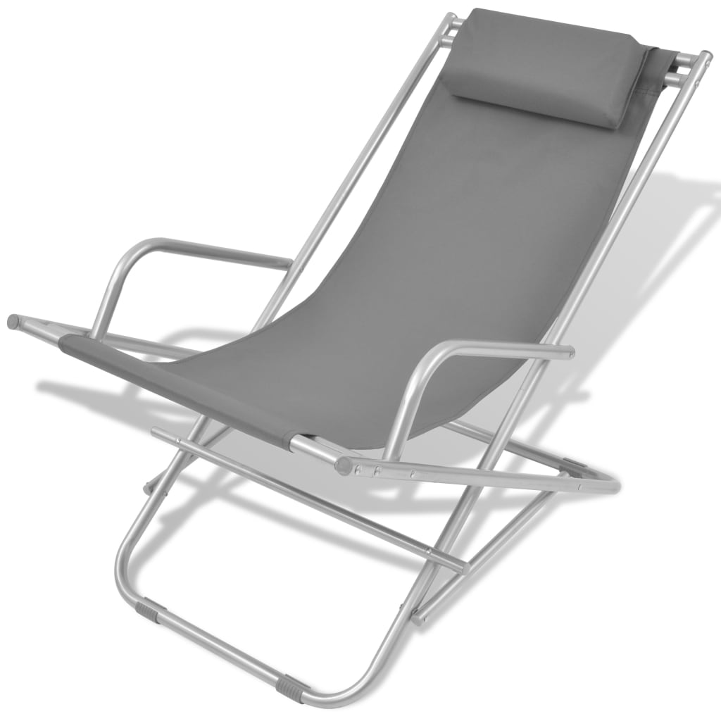 Terrace reclining chairs 2 pcs gray steel