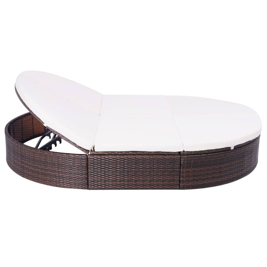 Outdoor rest bed with brown braided resin cushion