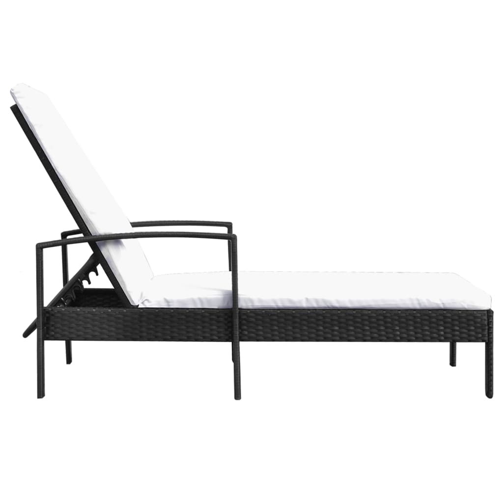 Long chair with black braided resin cushion