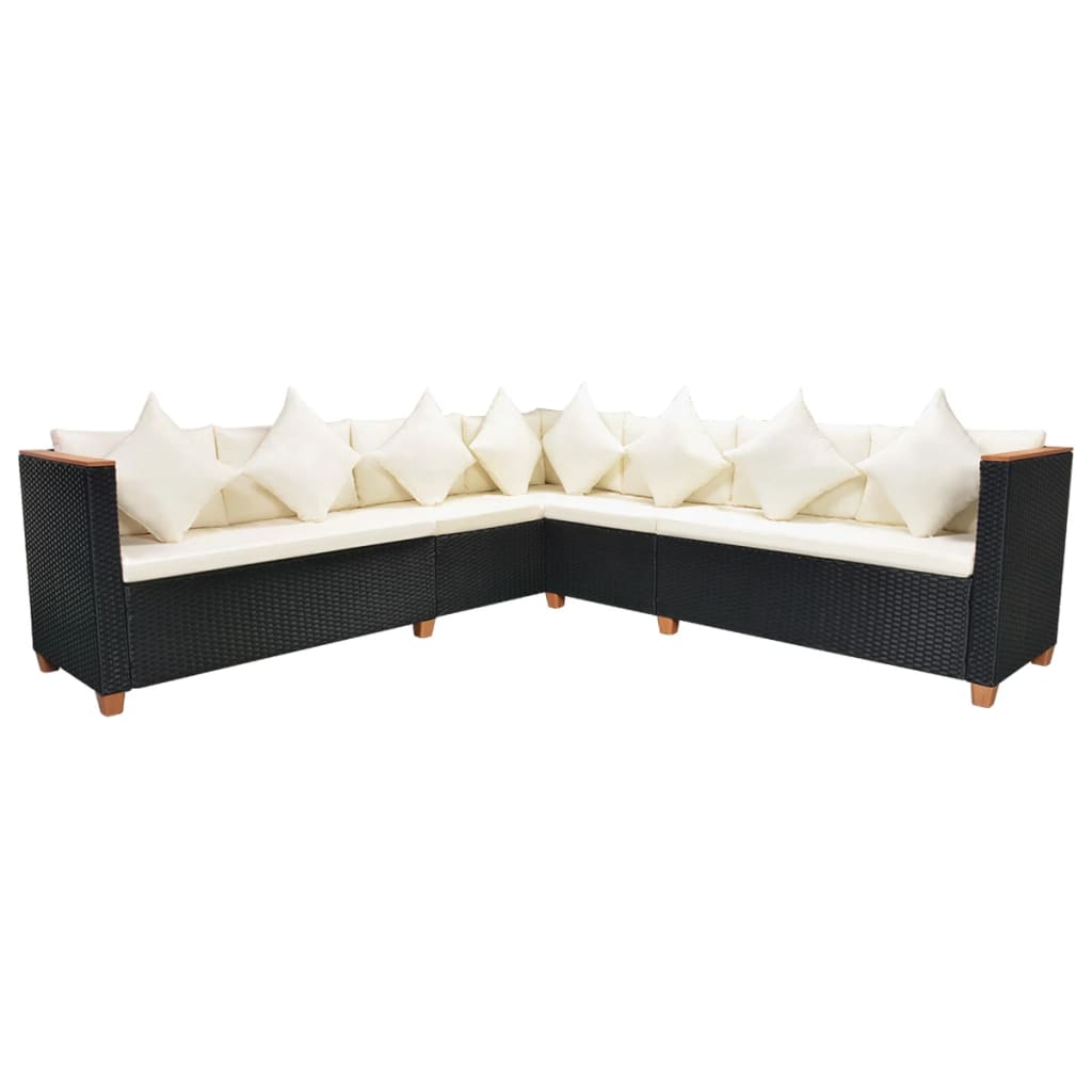 5 pcs garden furniture with black braided resin cushions