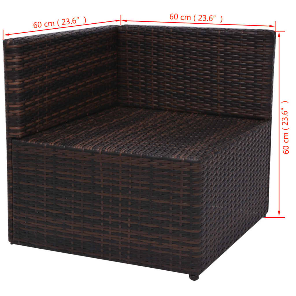 5 pcs garden furniture with brown braided resin cushions