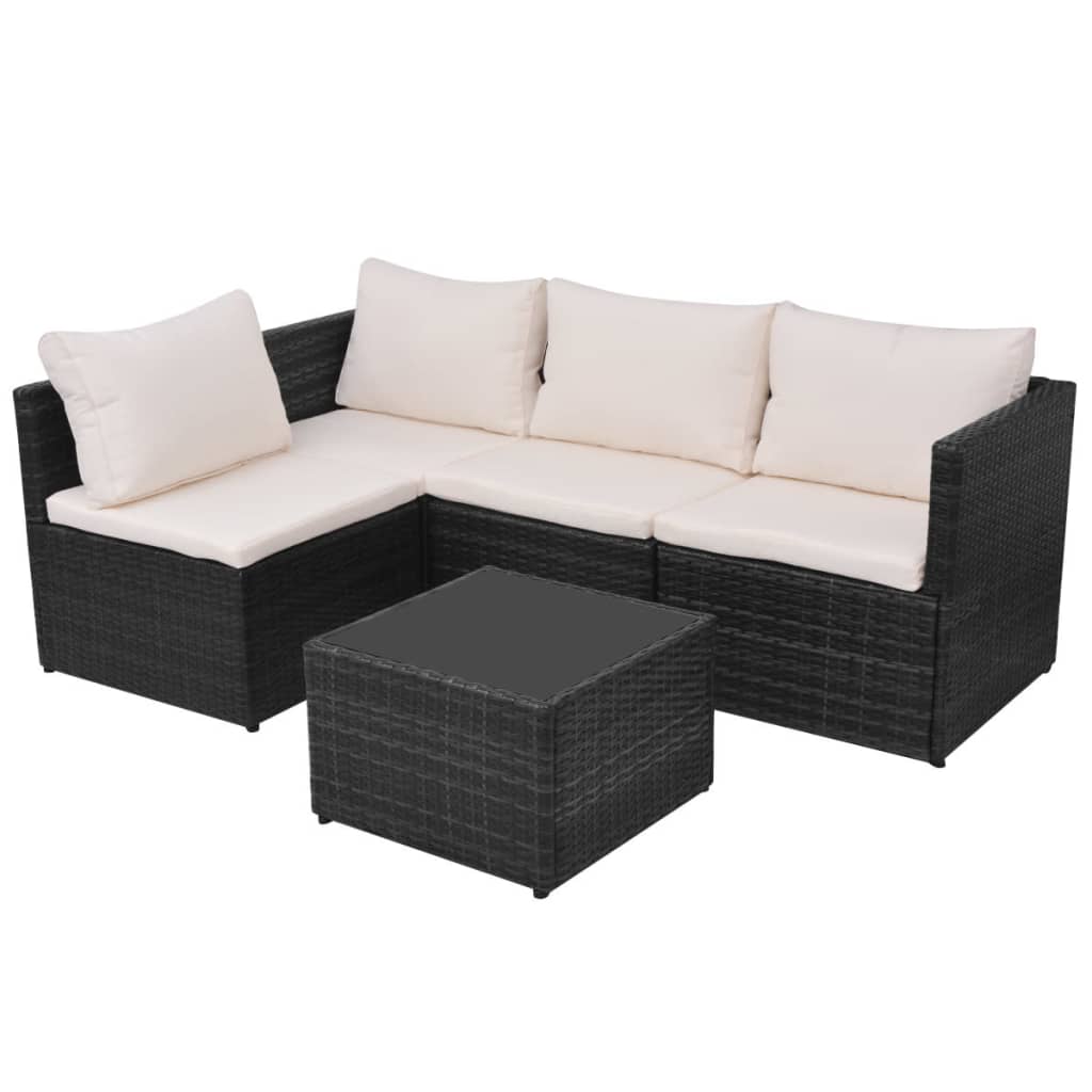 5 pcs garden furniture with black braided resin cushions