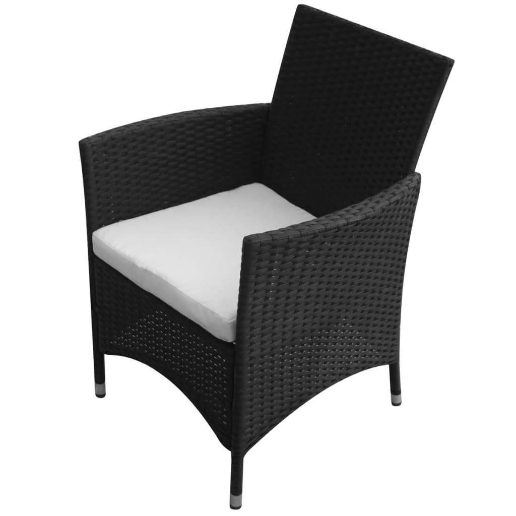 Mobilier à dîner de jardin 9pcs et coussins Résine tressée Noir