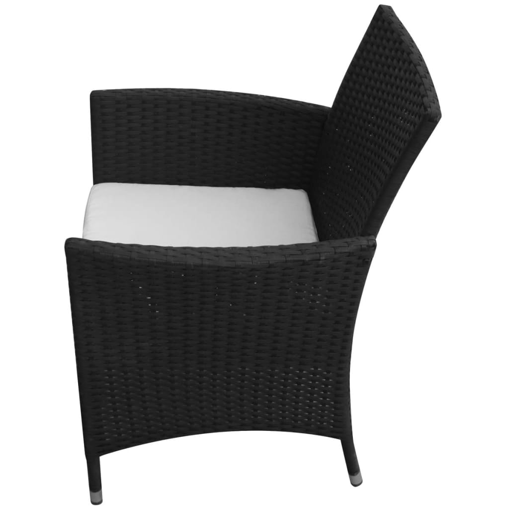 Mobilier à dîner de jardin 9pcs et coussins Résine tressée Noir