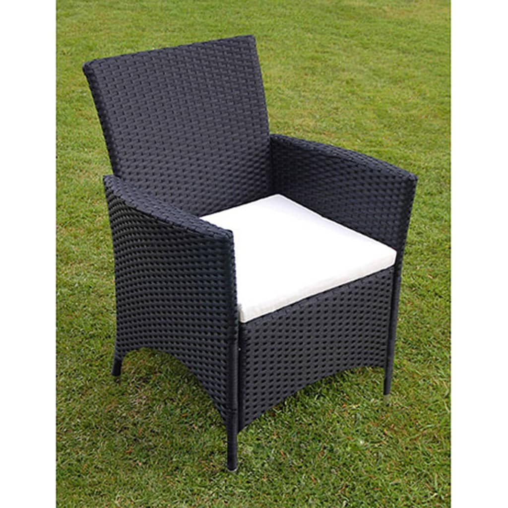 Mobilier à dîner de jardin 9pcs et coussins Résine tressée Noir