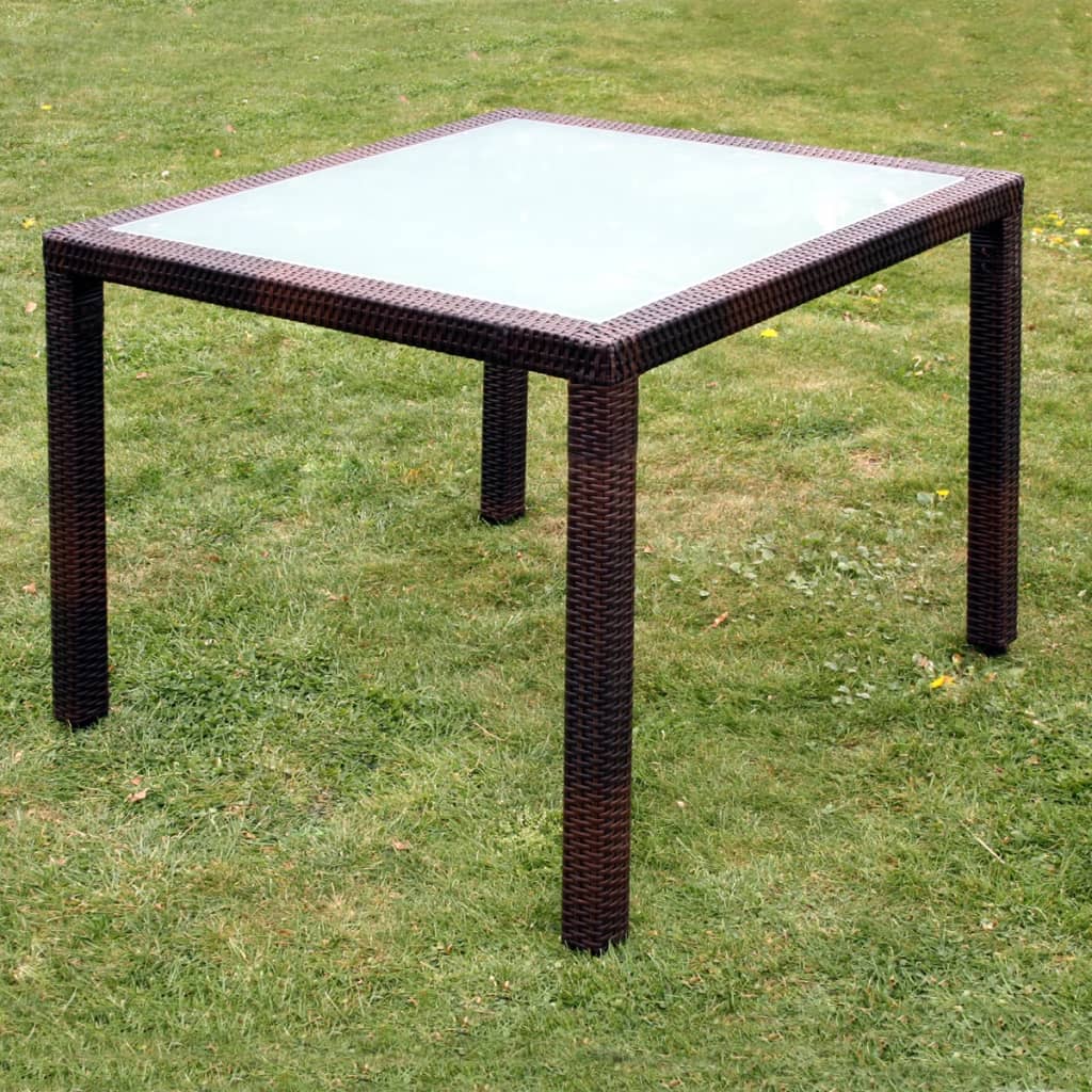 Mobilier à dîner jardin 5 pcs et coussins Résine tressée Marron