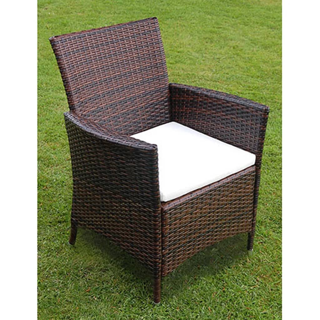 Mobilier à dîner jardin 5 pcs et coussins Résine tressée Marron