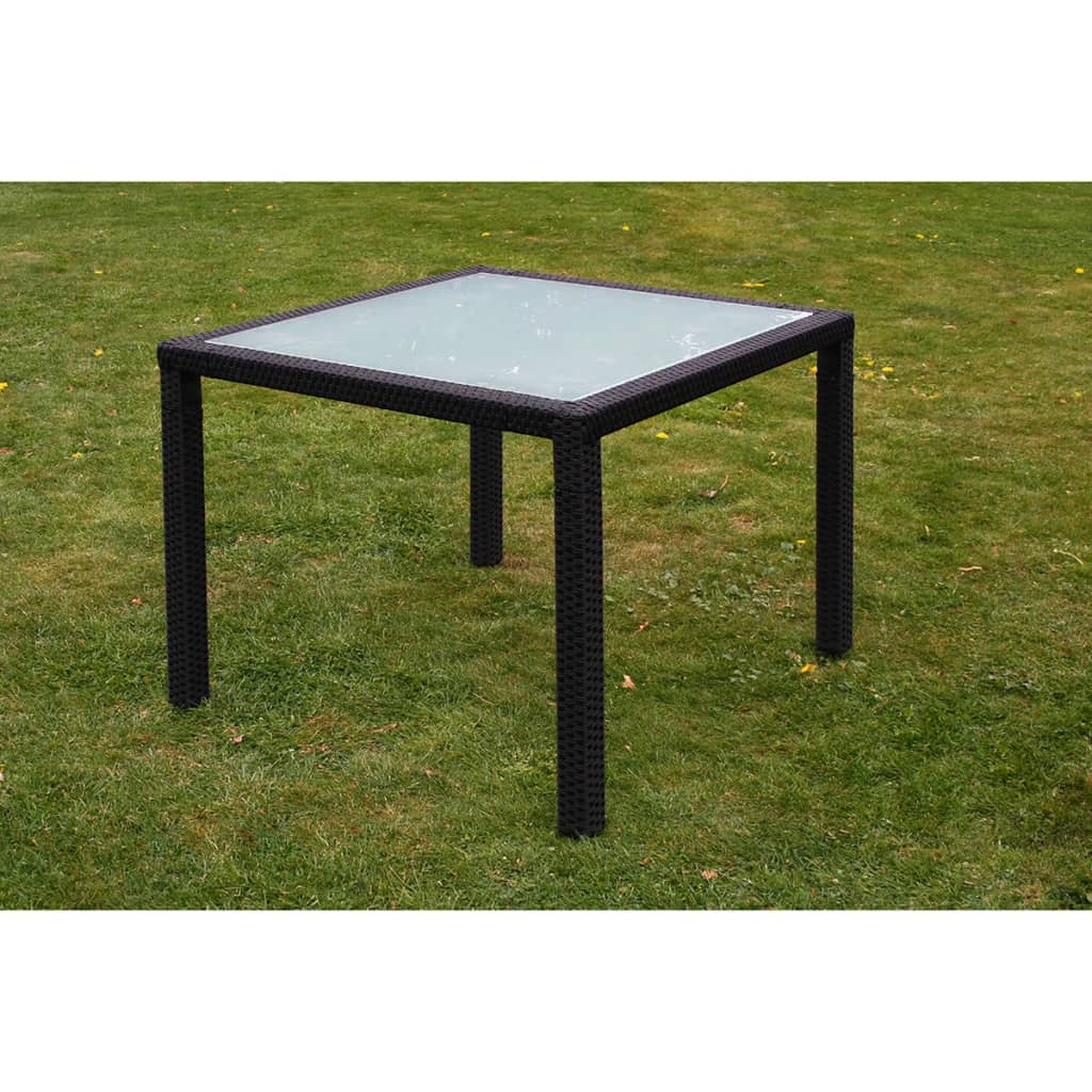 Mobilier à dîner jardin 5 pcs avec coussins Résine tressée Noir