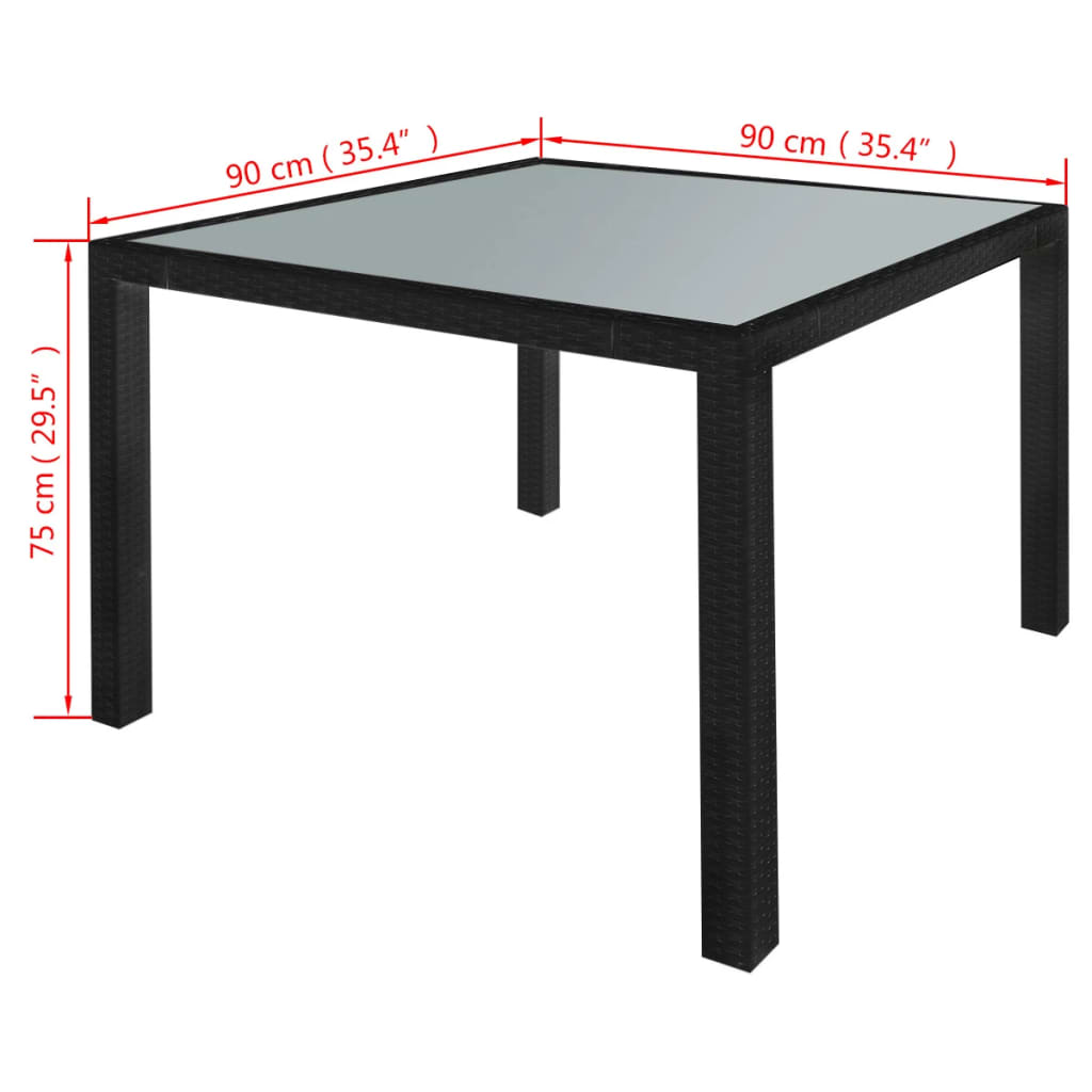 Mobilier à dîner jardin 5 pcs avec coussins Résine tressée Noir