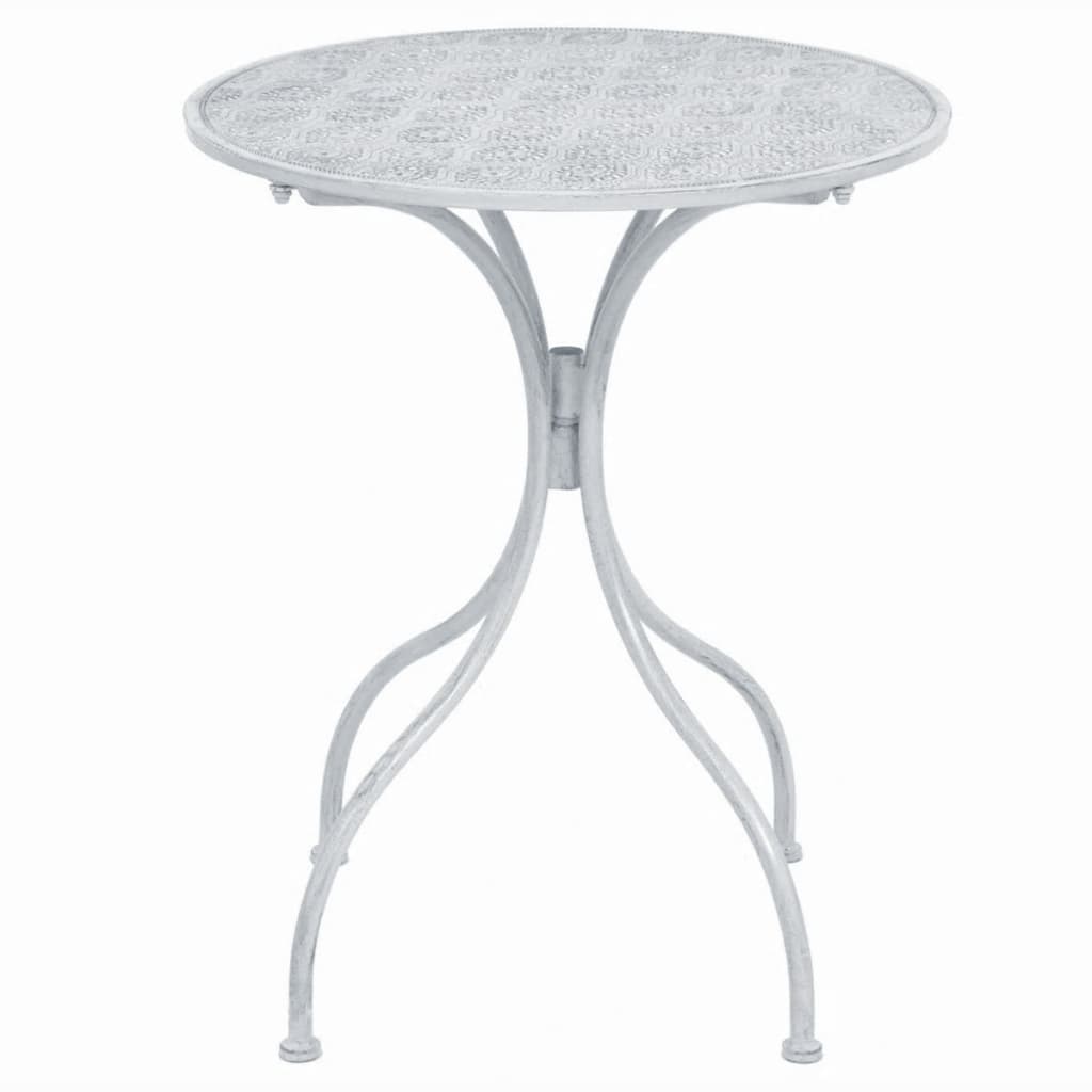 Bistro set 3 pcs white steel grayish