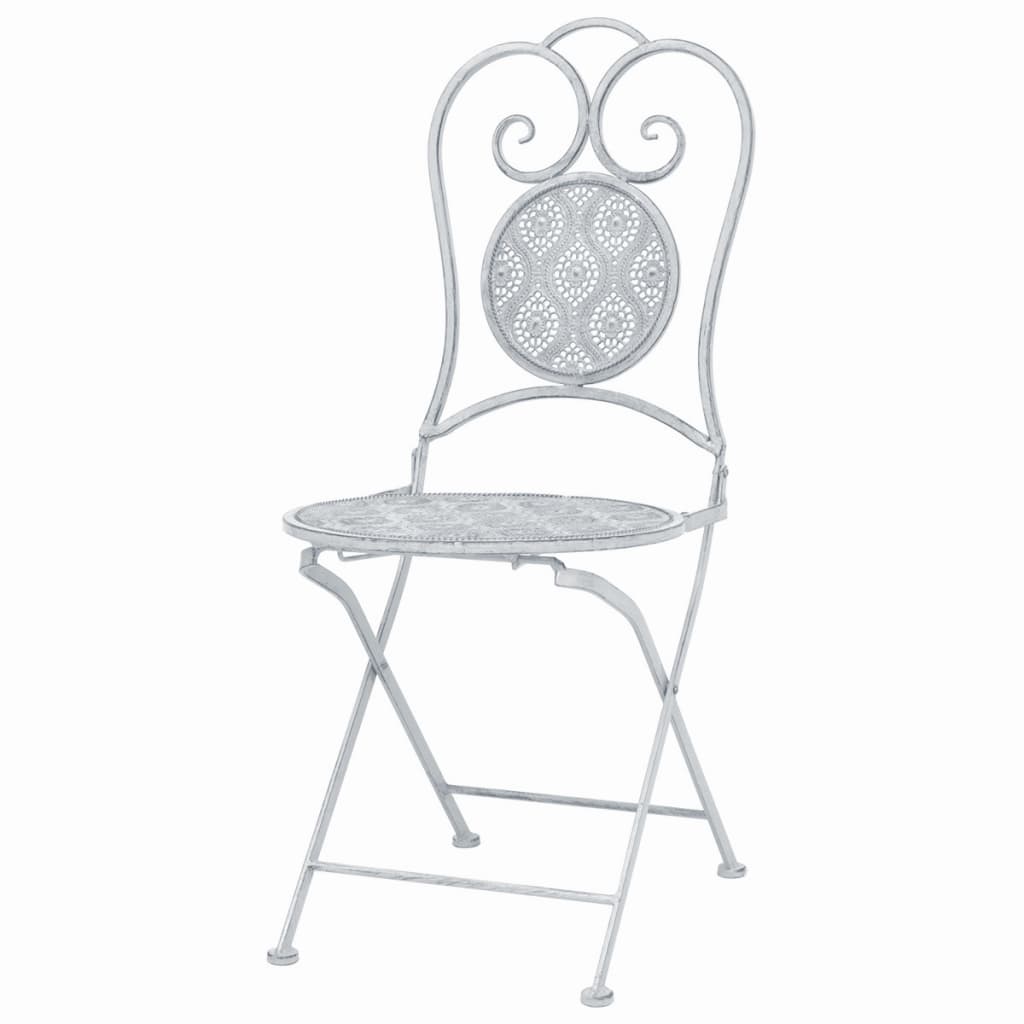 Bistro Set 3 PCs Weißstahl grau