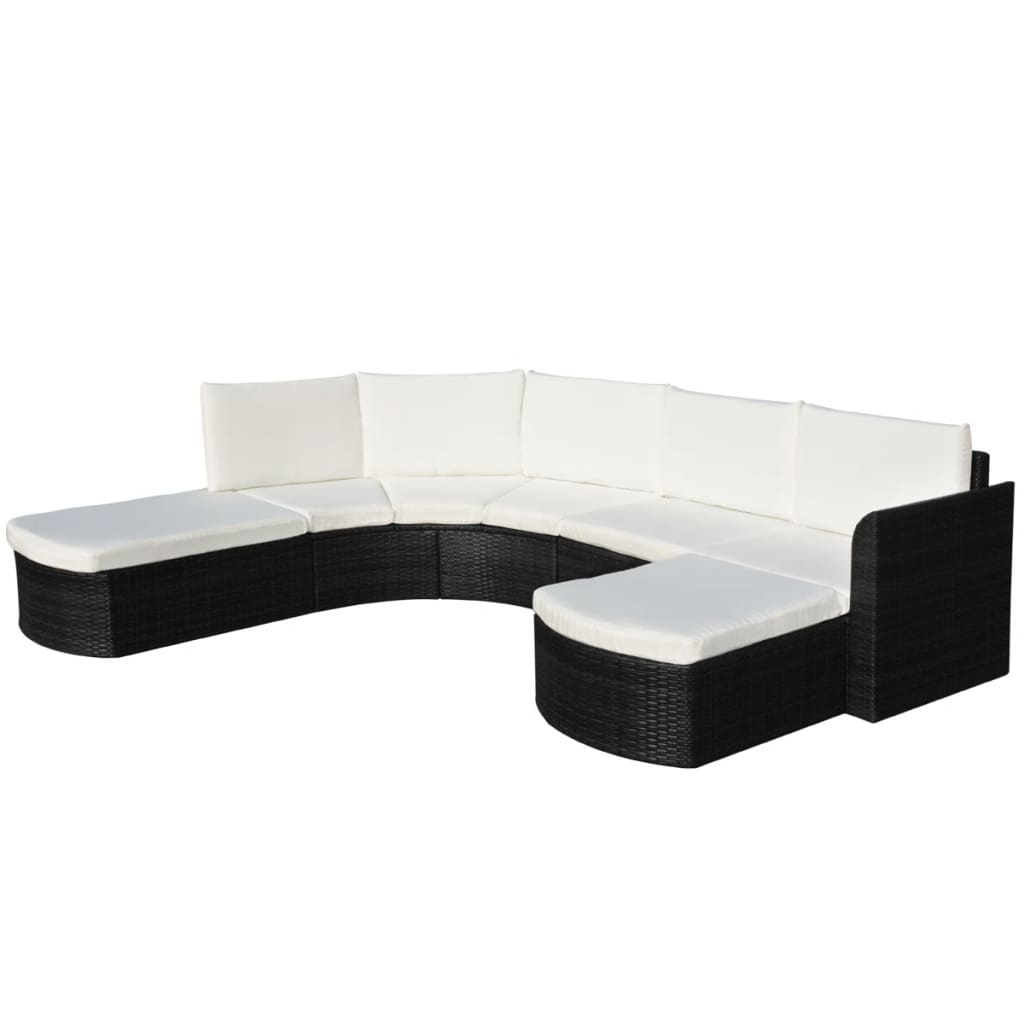 4 pcs garden furniture with black braided resin cushions