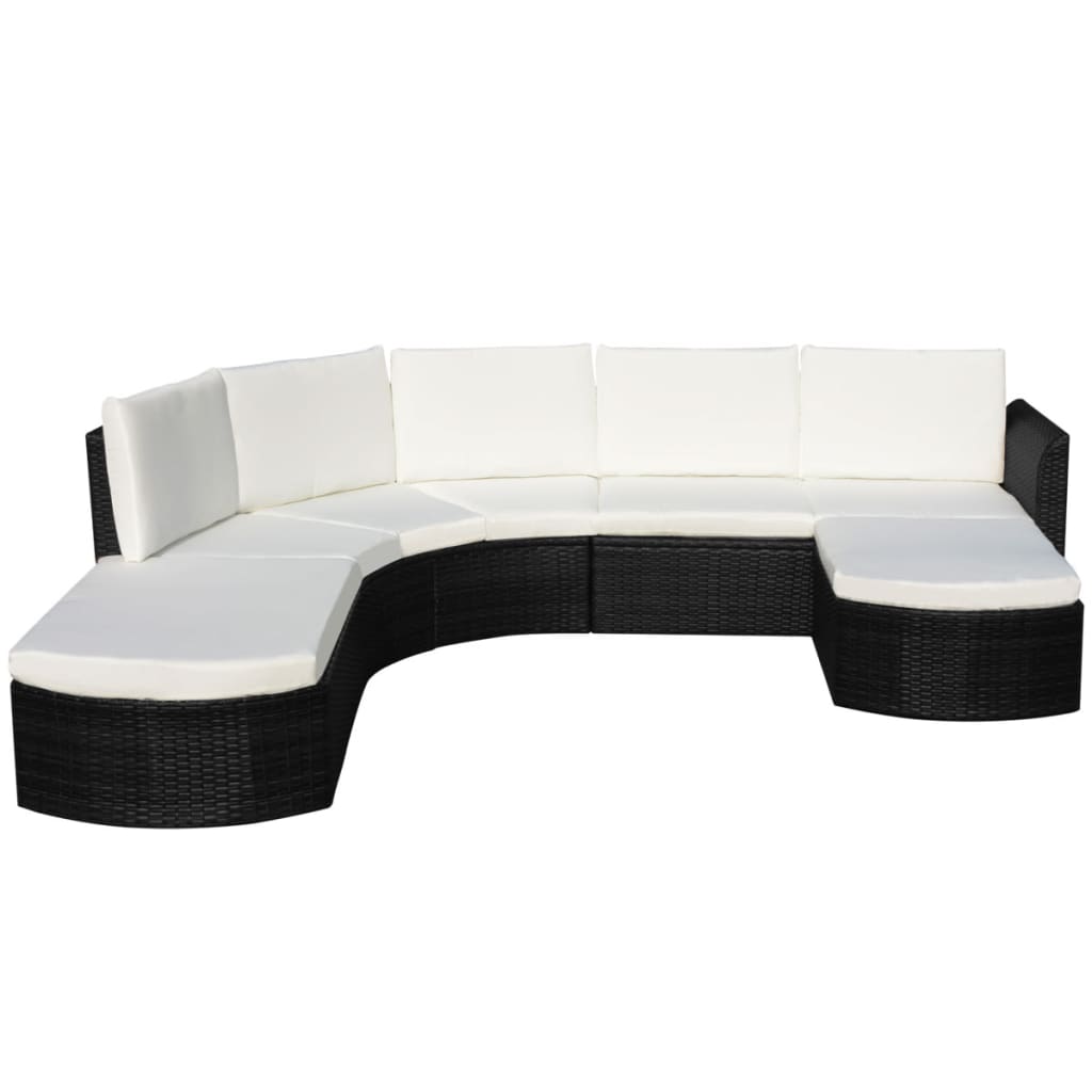 4 pcs garden furniture with black braided resin cushions