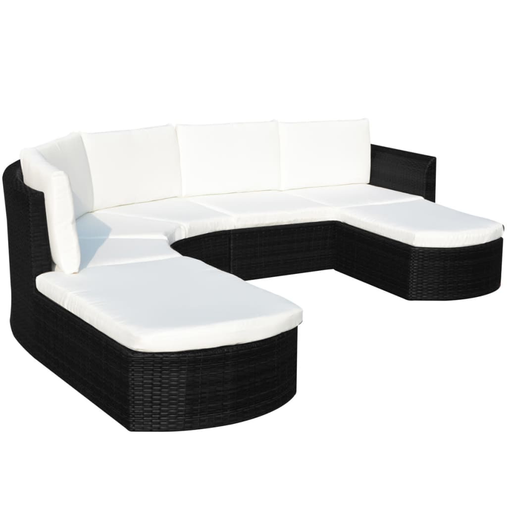 4 pcs garden furniture with black braided resin cushions