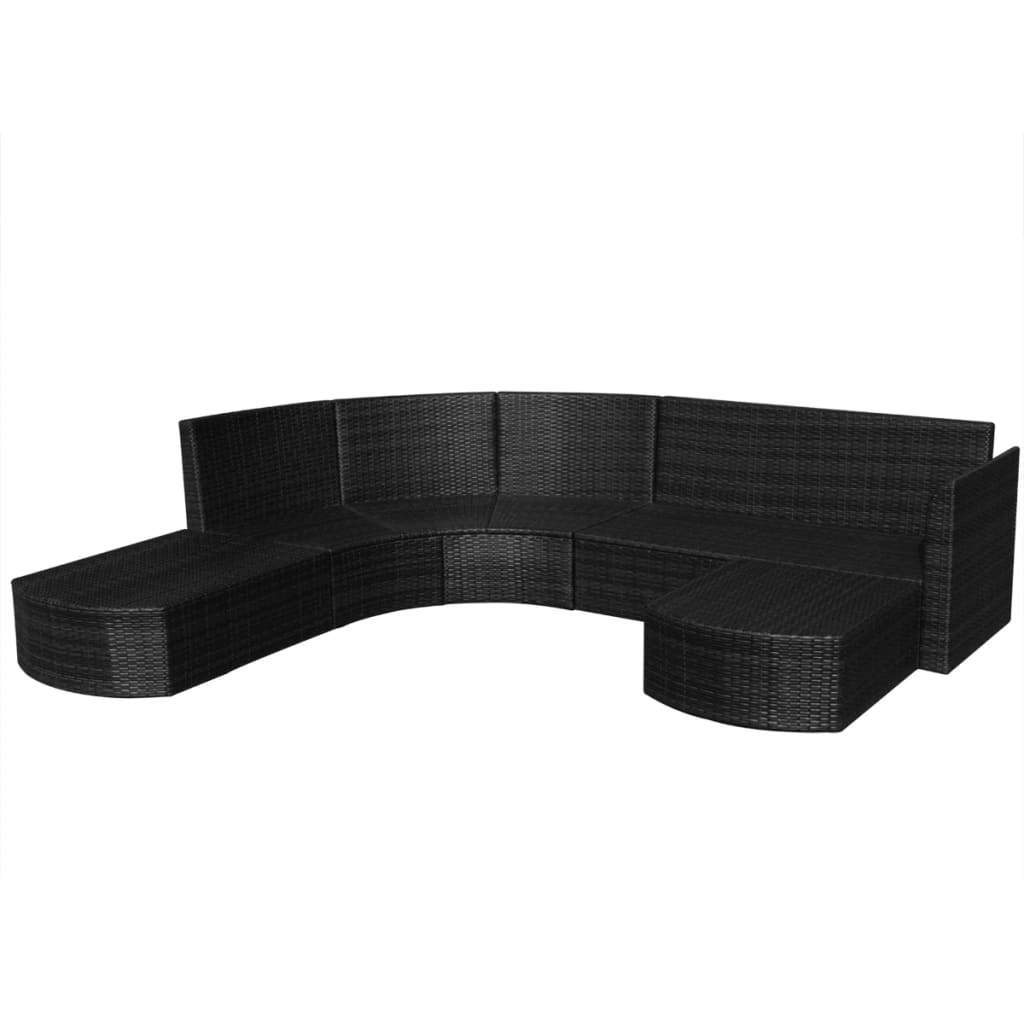 4 pcs garden furniture with black braided resin cushions