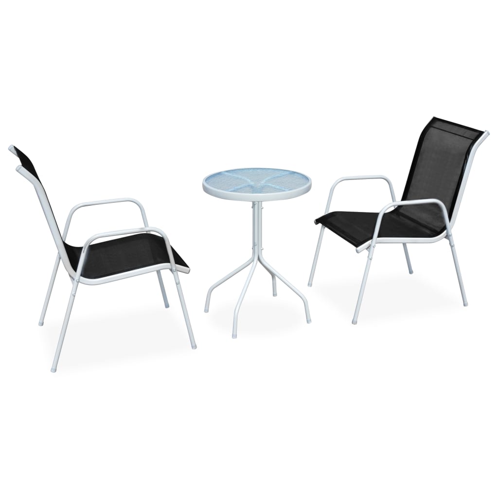 Bistro Set 3 PCs Schwarzer Stahl