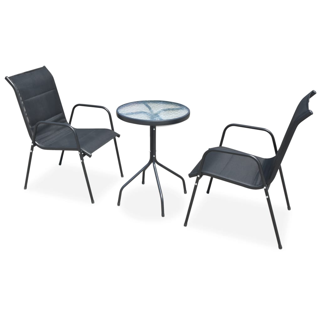 Bistro set 3 pcs black steel