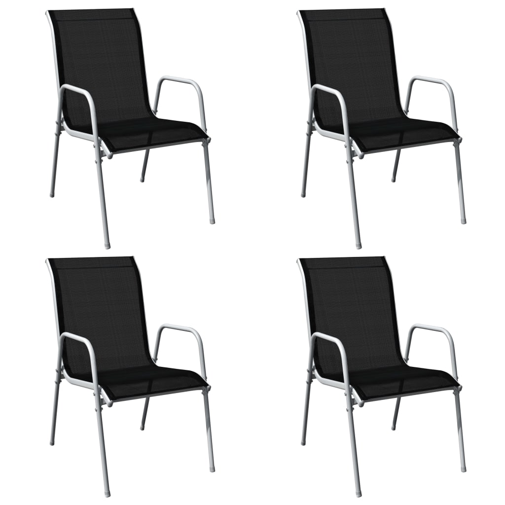 Outdoor dining room furniture 5 pcs black steel