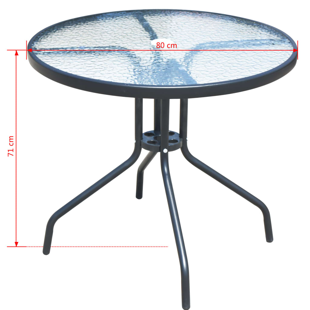 Outdoor dining room furniture 5 pcs black steel