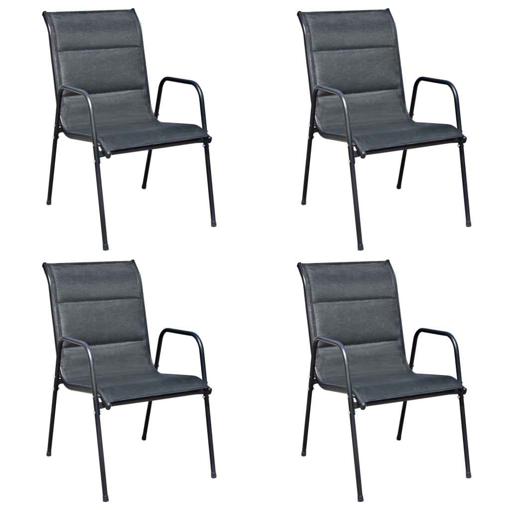 Outdoor dining room furniture 5 pcs black steel