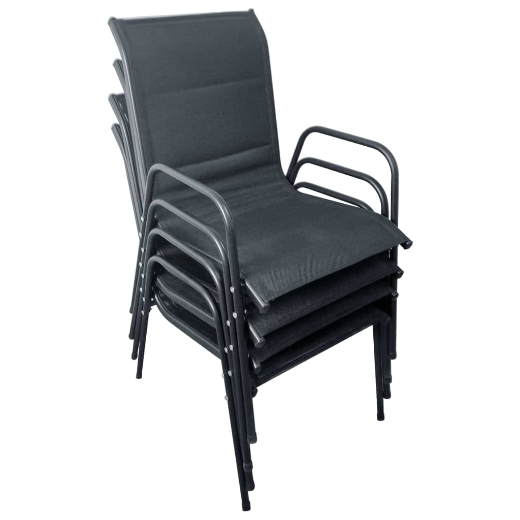 Mobilier de salle à manger d'extérieur 5 pcs Acier Noir