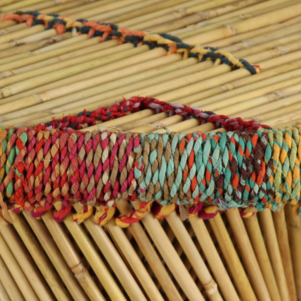 Bambus Couchtisch mit mehrfarbigen Chindi -Details