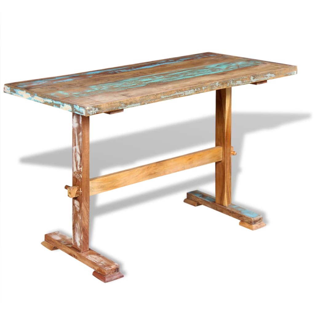 Tavolo da pranzo su supporto in legno massello di recupero 120x58x78 cm