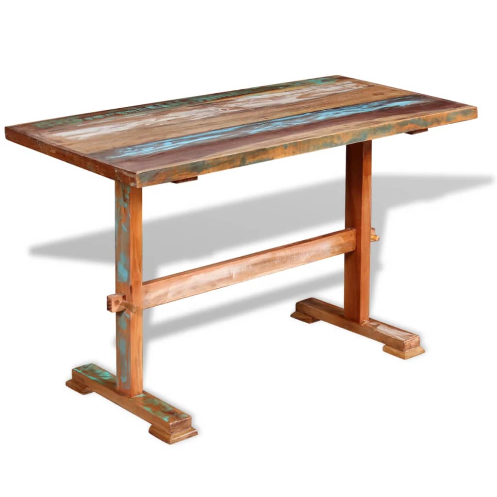 Dining table on foot wood with solid recovery wood 120x58x78cm