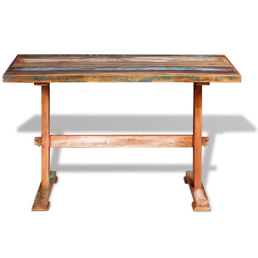 Dining table on foot wood with solid recovery wood 120x58x78cm