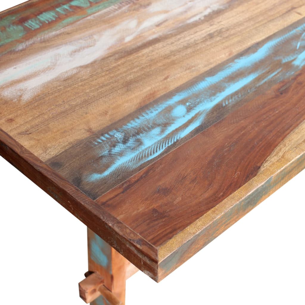 Table à manger sur pied bois de récupération massif 120x58x78cm