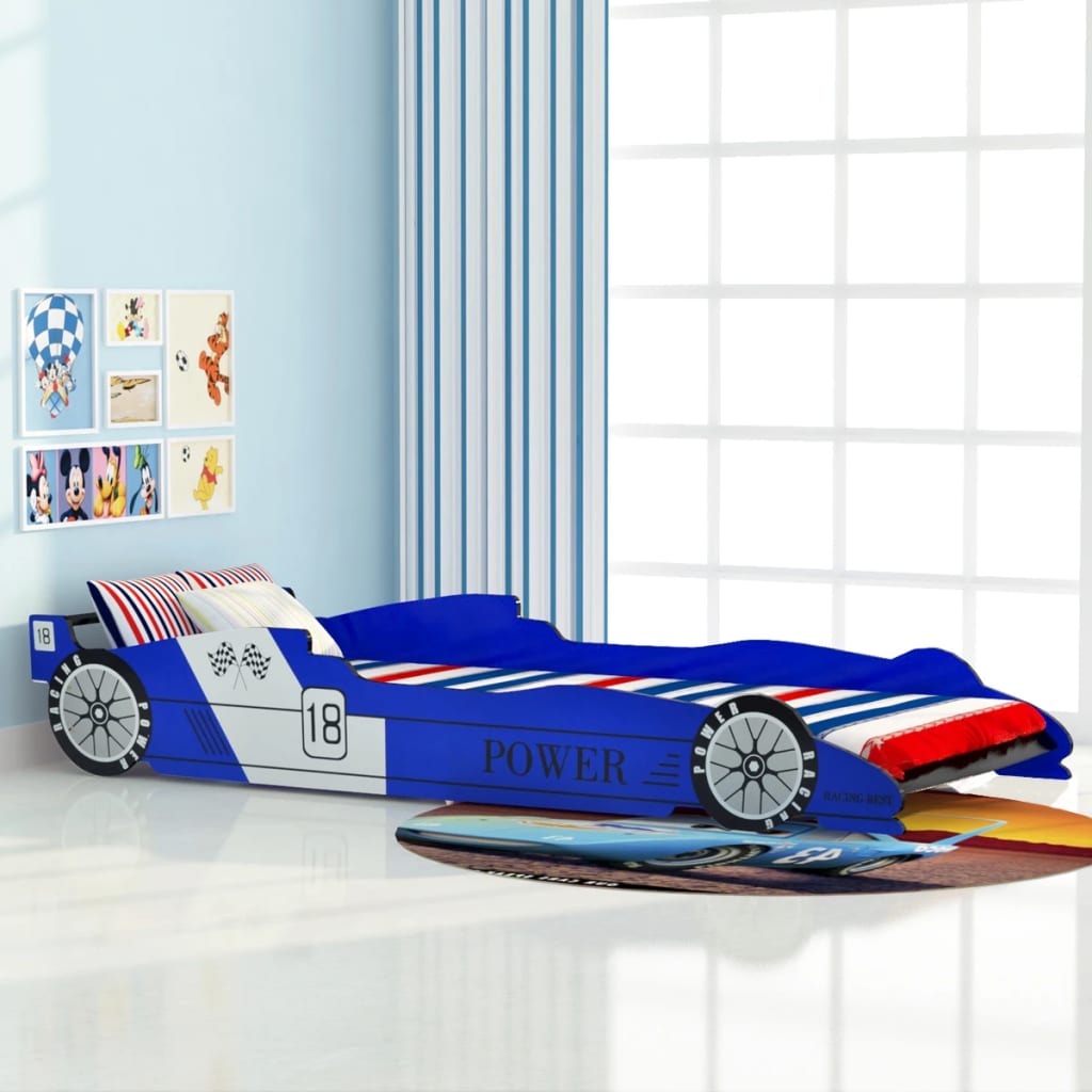 Letto per bambini con macchina da corsa 90 x 200 cm Blu