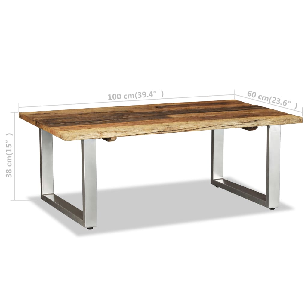 Tavolino in legno di recupero solido 100 x 60 x 38 cm