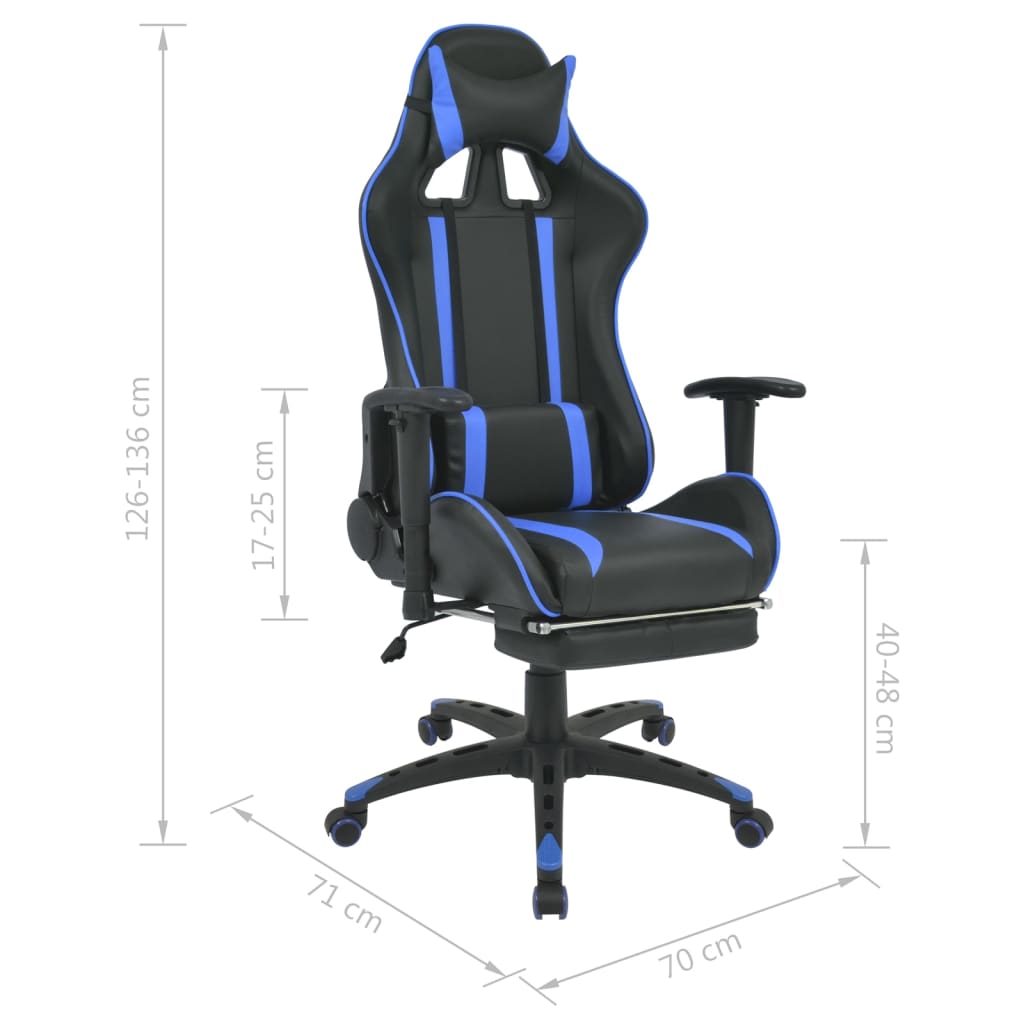 Chaise de bureau inclinable avec repose-pied Bleu