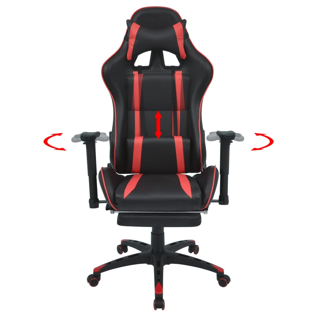 Tilting office chair with red footrest