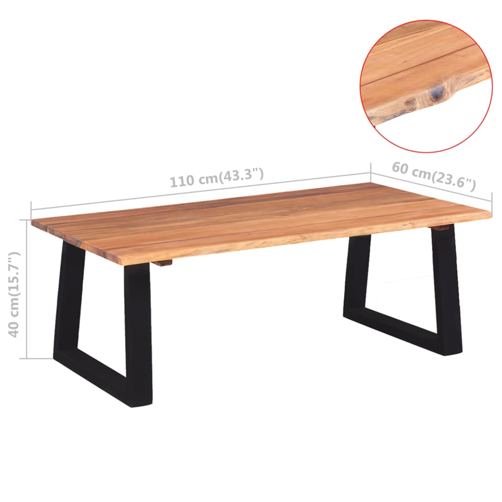 Solid acacia wood coffee table 110 x 60 x 40 cm
