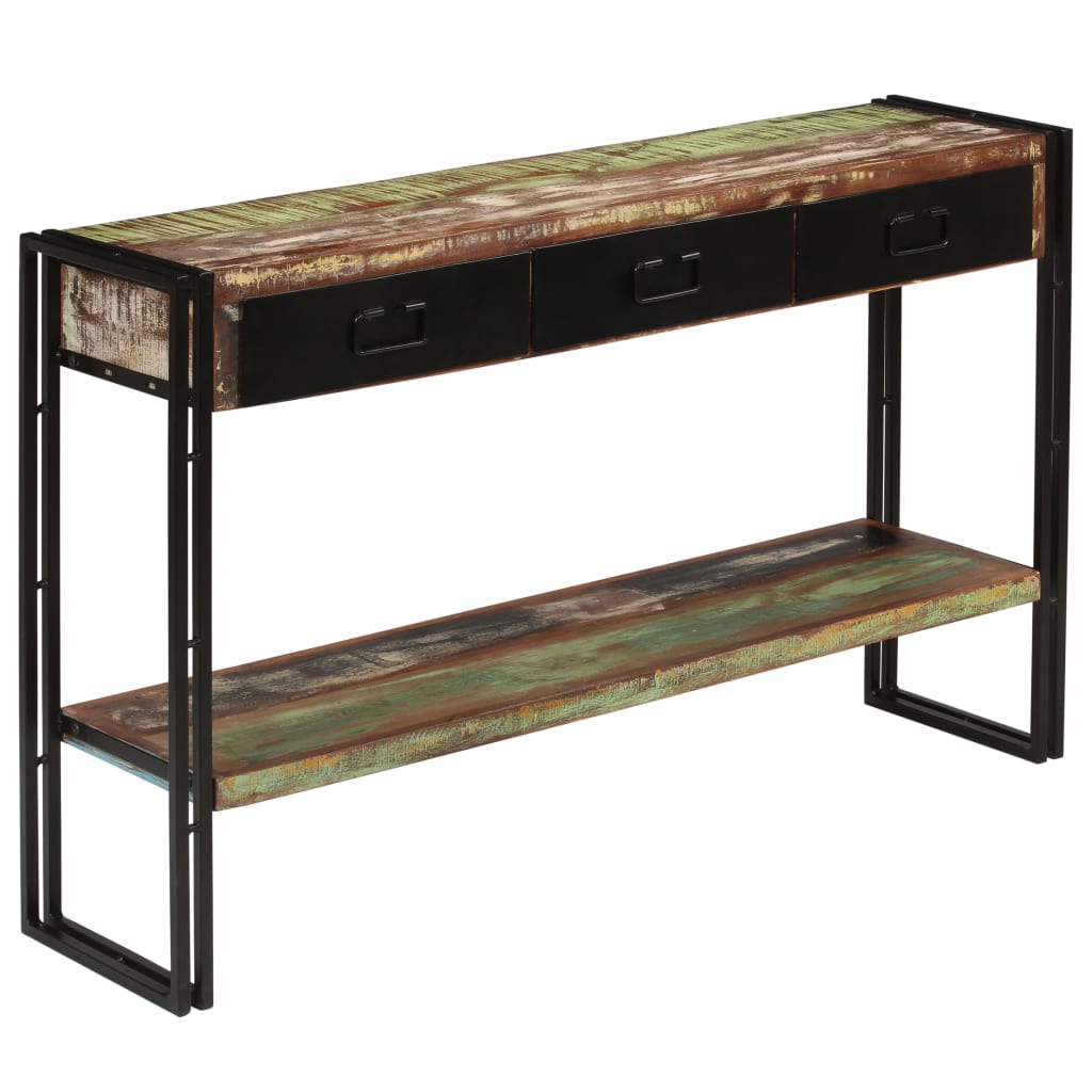 Solid recovery wood console table 120 x 30 x 76 cm