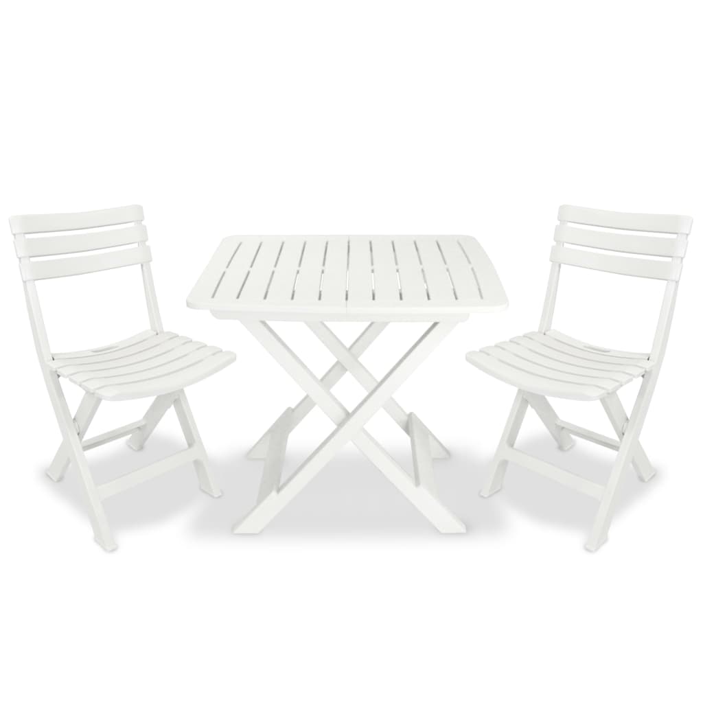 Foldable bistro set 3 pcs white plastic