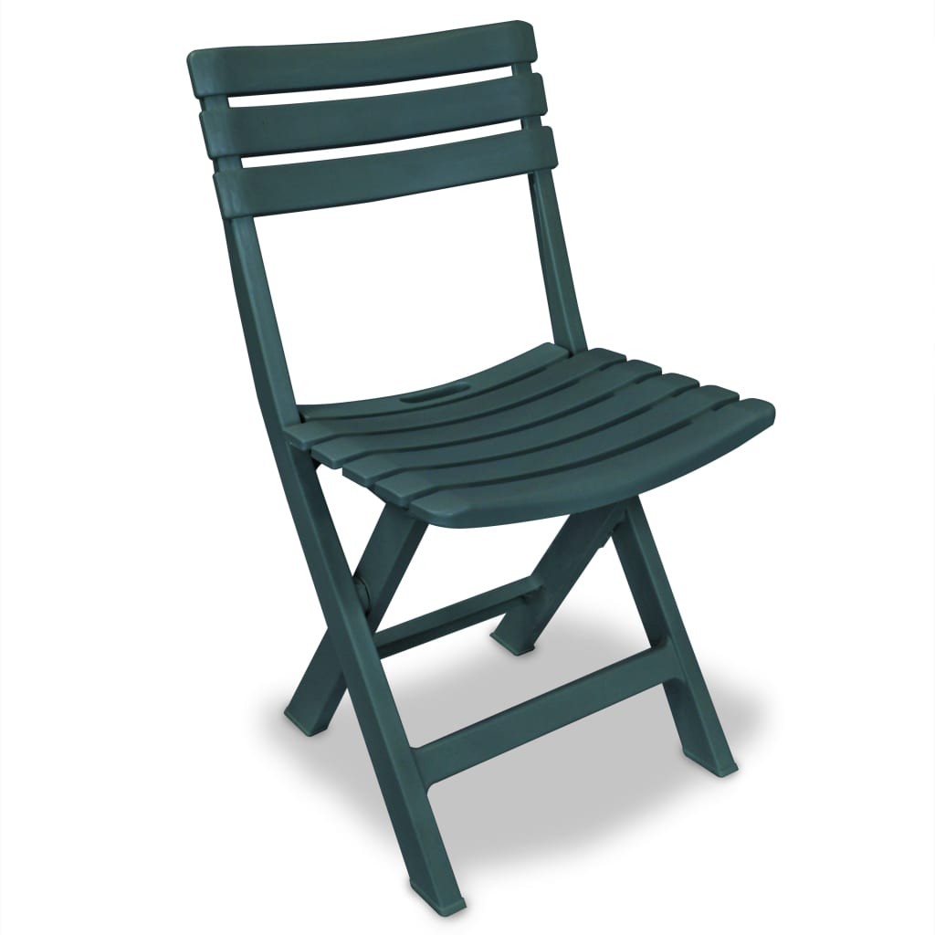 Foldable bistro set 3 pcs green plastic