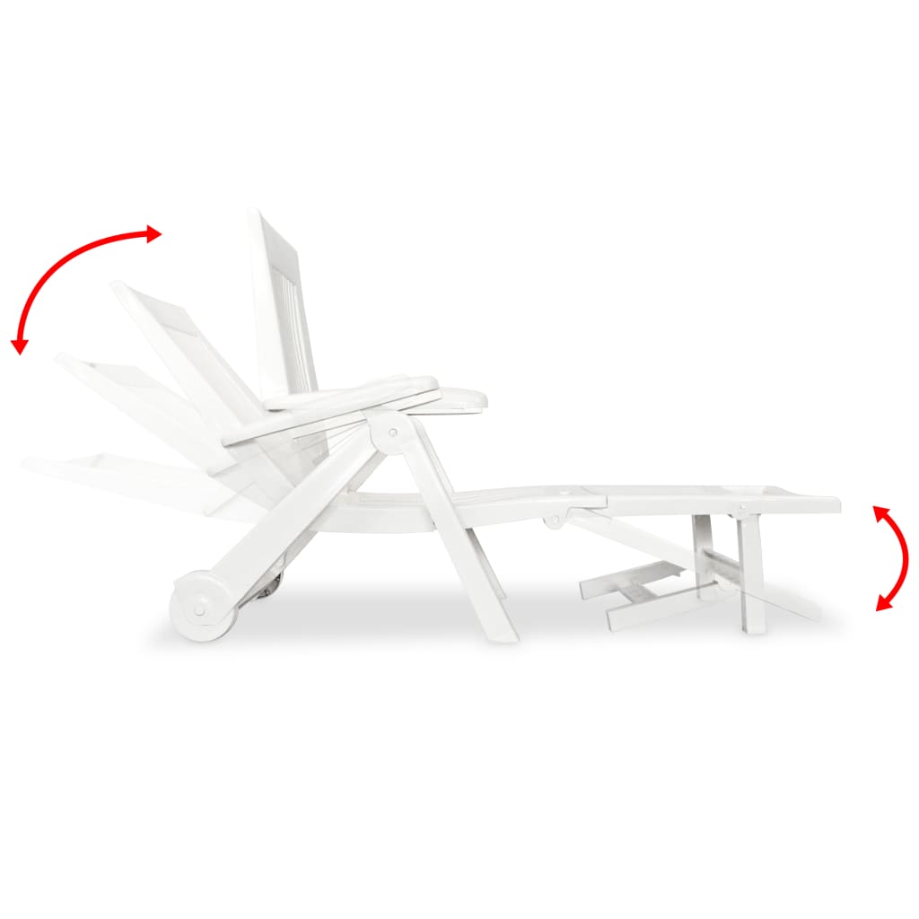 Long chair with white plastic footrest