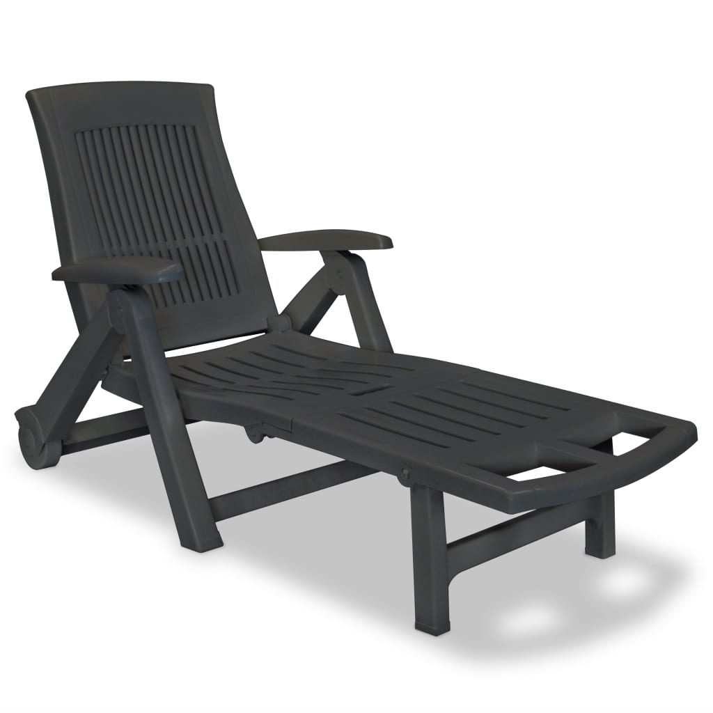 Long chair with anthracite plastic footrest