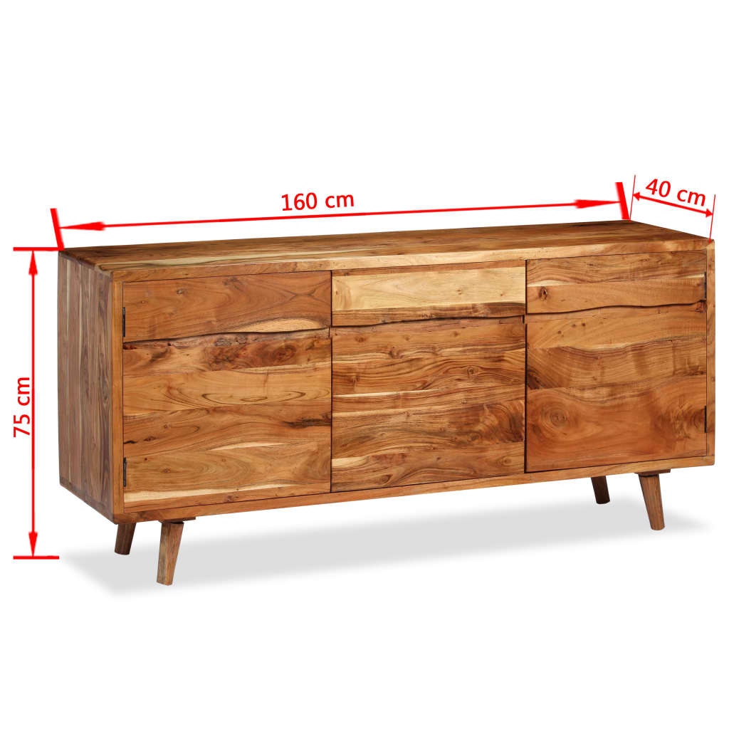 Buffet Bois massif avec portes sculptées 160 x 40 x 75 cm