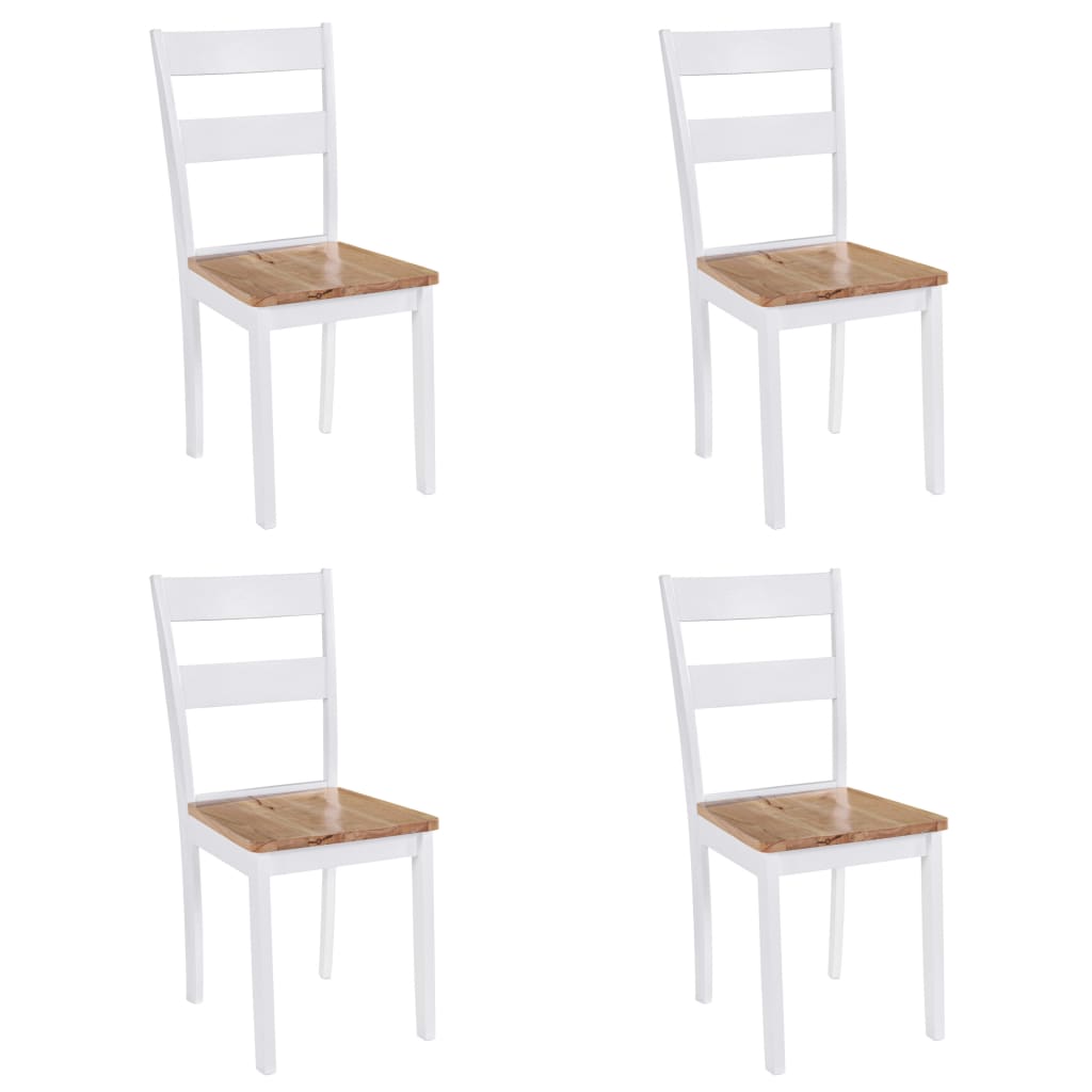 Chaises à manger lot de 4 blanc bois d'hévéa massif