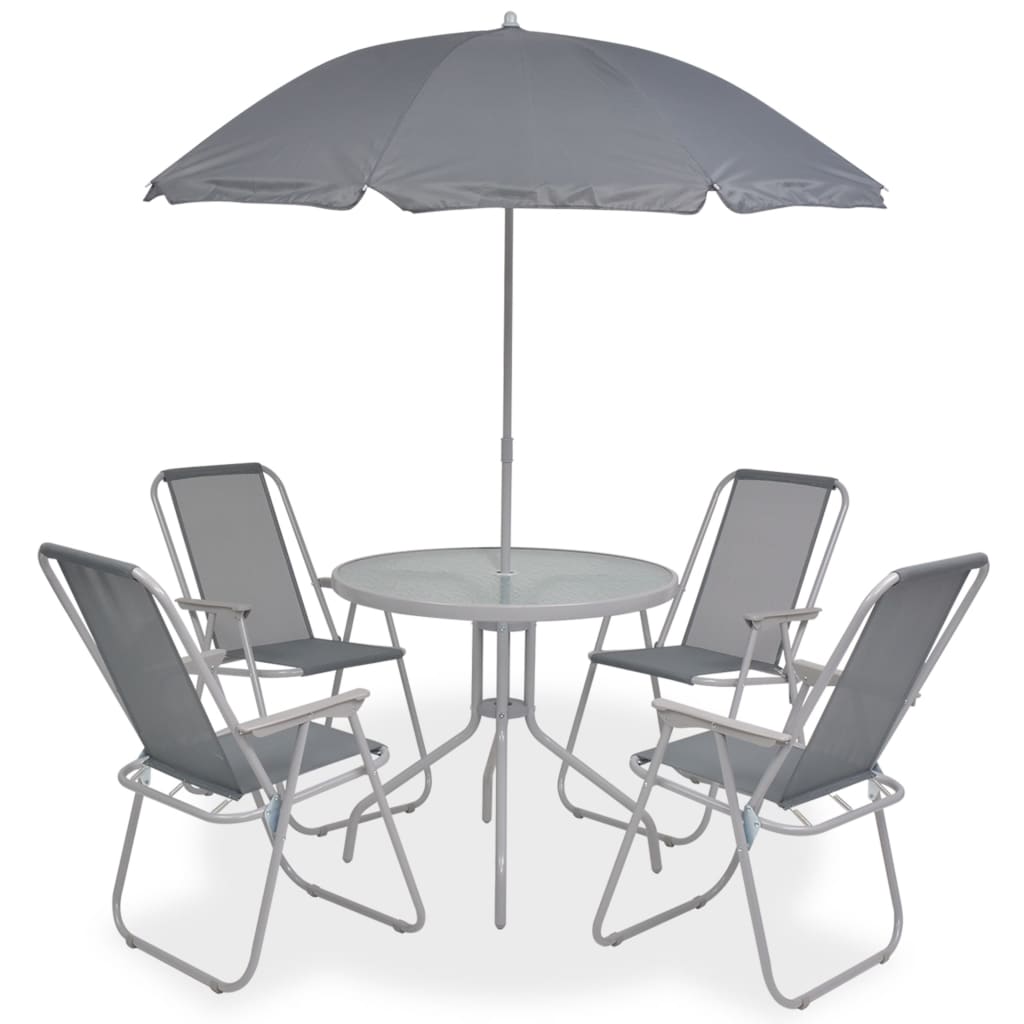 Outdoor dinner furniture 6 pcs steel and gray textilene