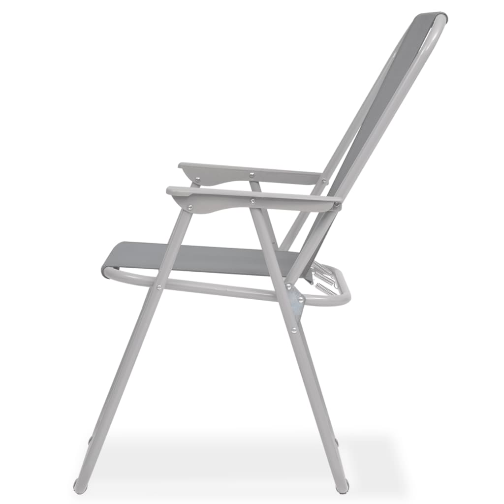 Mobilier à dîner d'extérieur 6 pcs Acier et textilène Gris