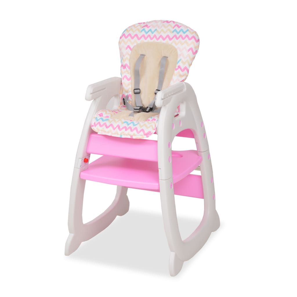 3-in-1 convertible high chair with pink table