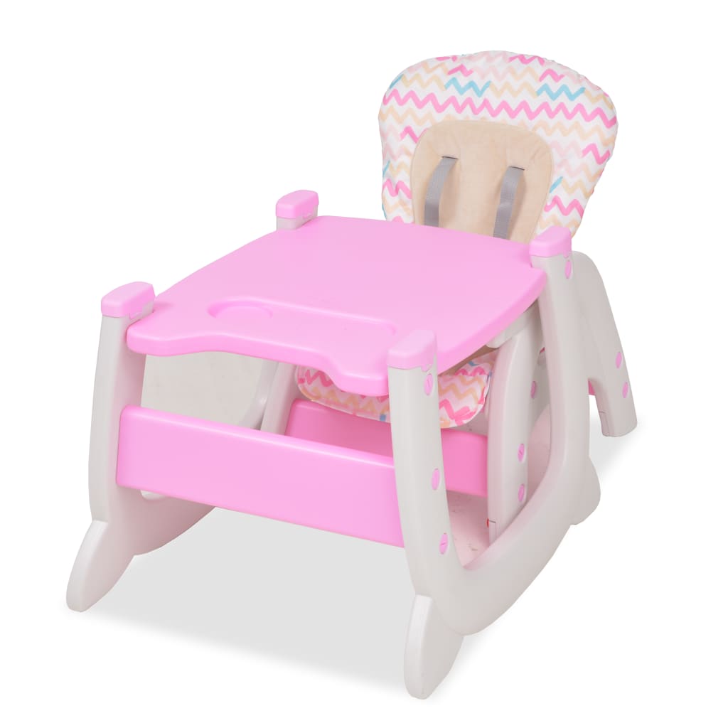 3-in-1 convertible high chair with pink table
