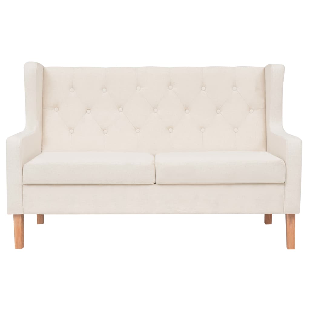 2 -seater white fabric sofa cream