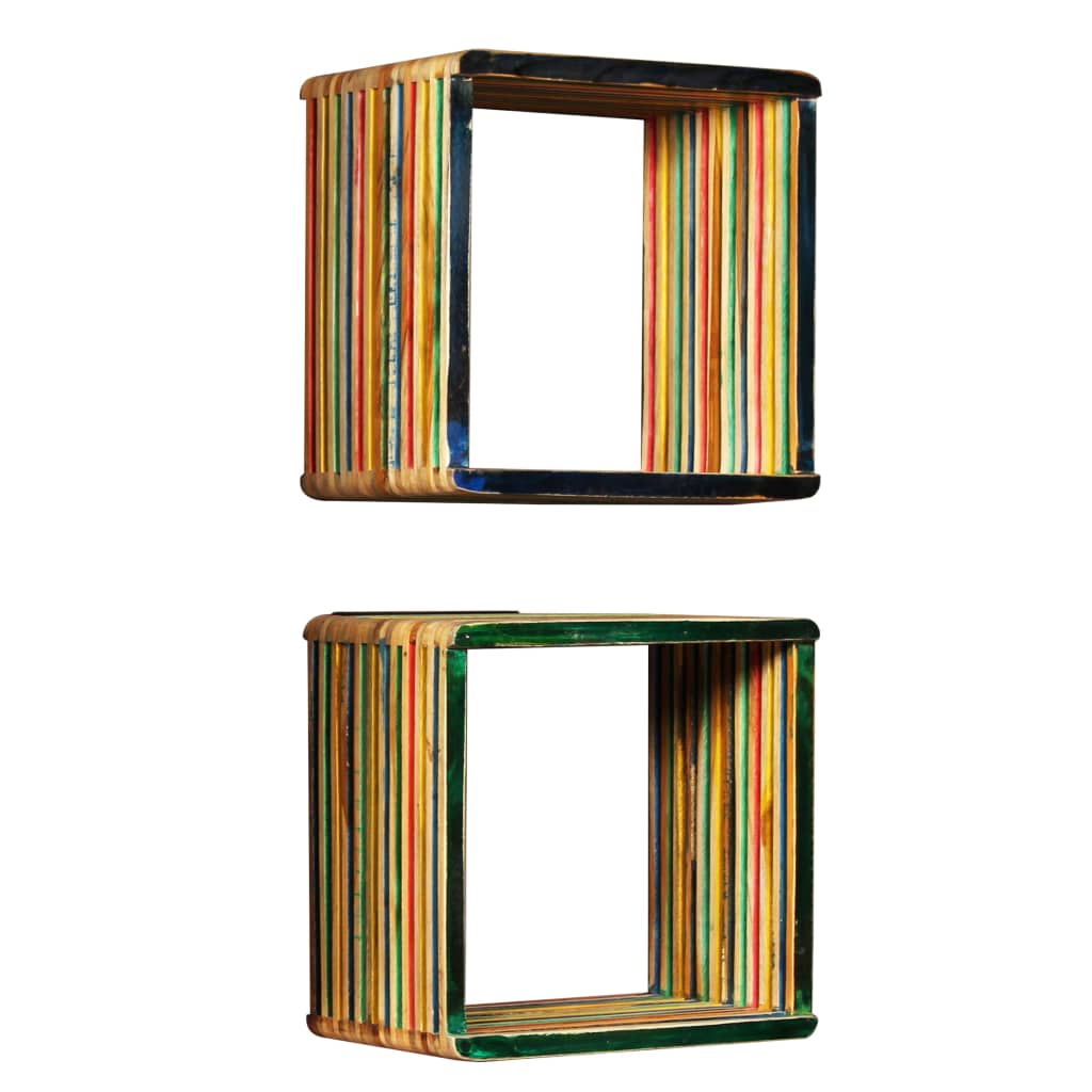 3 pcs wall shelving stack massive multicolored recycled